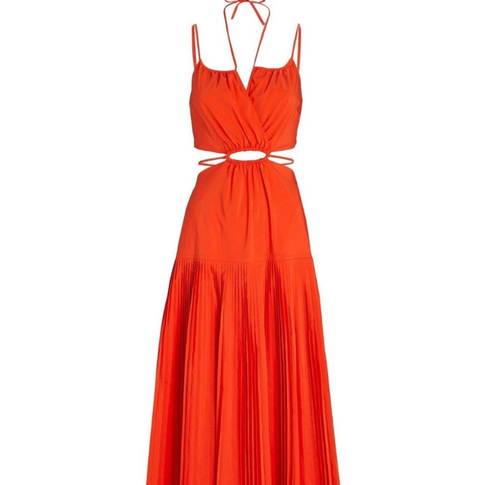 Jonathan Simkhai Rem pleated dress in Orange